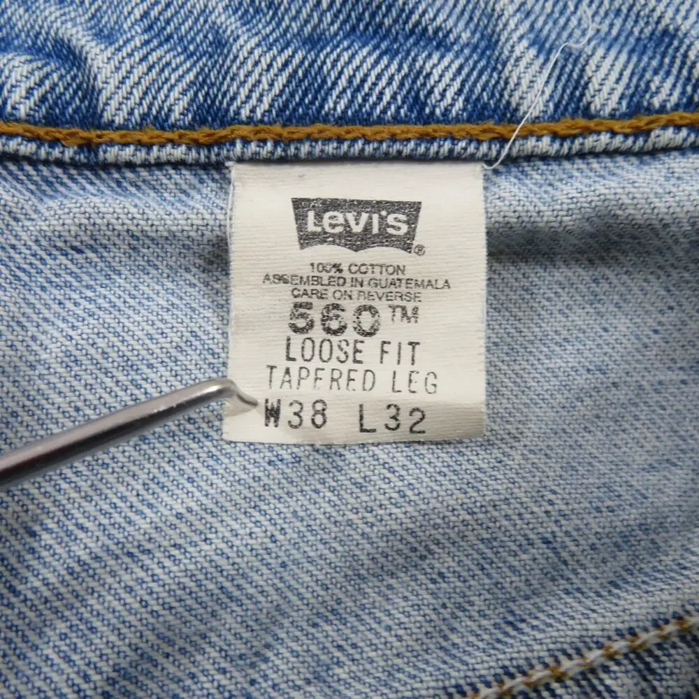Levi's 560 Zip Fly Jeans Blue Loose Fit Sz 38x32 Measured: 37x32 1990s
